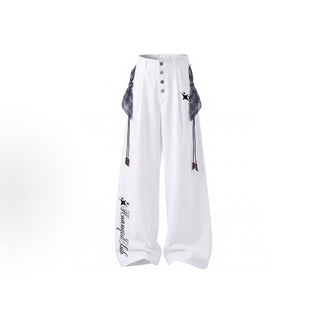 Parisian-inspired straight-leg trousers featuring a classic silhouette and stylish sash detail; a versatile, high-end casual staple for the commute that flatters the figure—unisex wide-leg style suitable for both men and women.