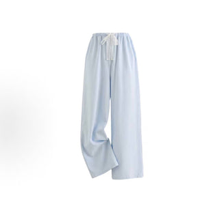 Women's Casual Trousers: Relaxed-Style Wide-Leg Pants with a Cool, Drapey Feel – Featuring Versatile Lace Paneling – Perfect for Commuting or Leisurely Walks