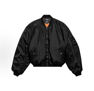 Unisex American retro-style bomber jacket featuring a cool, edgy, and stylish aesthetic—a sleek, casual, and handsome cropped piece blending biker and aviator influences.