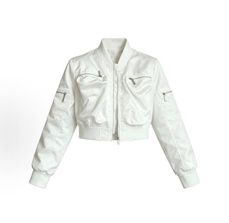 Women's Early Autumn 2026 Trendy Short Jacket – Niche Design, Utility/Flight Style, Long-Sleeve Outerwear