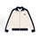 American high-street vintage-style unisex zip-up sweatshirt featuring a stand collar, raglan sleeves with color-blocking, brand logo print, and a soft, skin-friendly, loose fit.