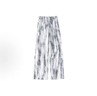 Unisex high-waisted, loose-fit, wide-leg casual trousers featuring a striped, 