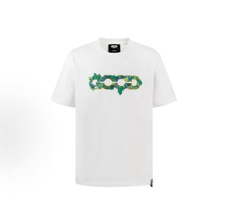 3D Green Plant Embroidered Map Logo Loose Short-Sleeve T-Shirt, Unisex
